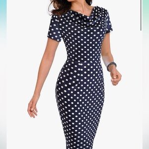 EUC navy polka dot dress